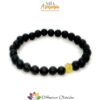 Bracciale in Ambra nera con 1 inserto bianco lucido