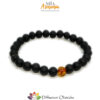 Bracciale in Ambra nera con 3 inserto cognac lucido