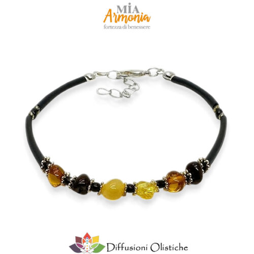 Bracciale in caucciù ed ambra
