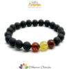 Bracciale in Ambra nera con 3 inserti mix